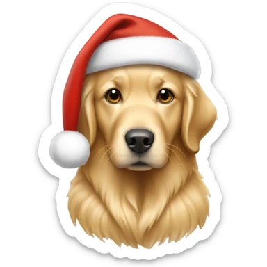 Golden retriever wearing beige Santa hat sticker