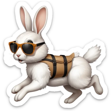 Running rabbit with sunglasses. Side profile sticker