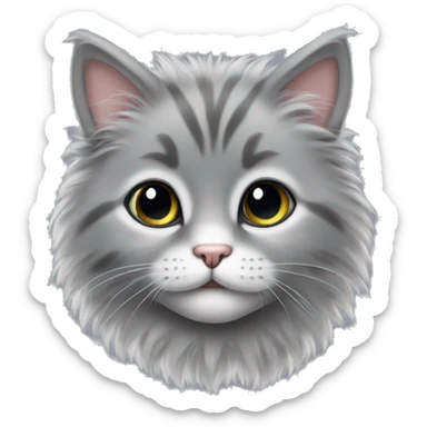 Gray fluffy kitten  sticker