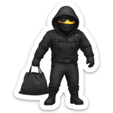 emoji of a robber in a mask with a bag behind his back sticker