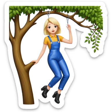 Hanging Wedgie on Tree in Highwaisted Latex Overalls sticker