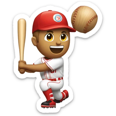 Un bate de béisbol de madera bateando una pelota solo sticker