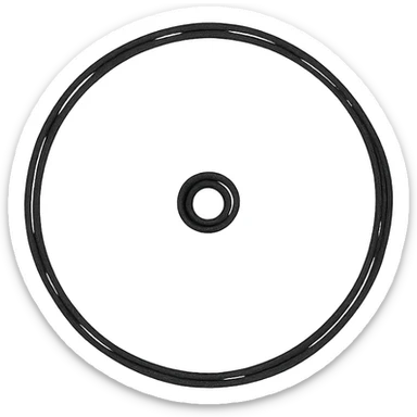 minimal monochrome icon of circle with dot in center black outline only sticker