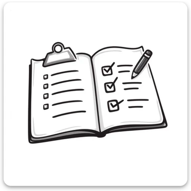 Notebook with checkboxes and bullet points in minimalist style sticker