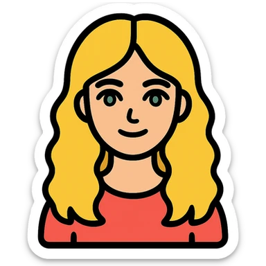 woman with long blonde wavy hair and green eyes sticker