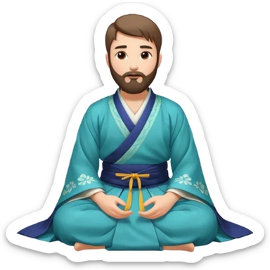 Beautiful man with beard in Hanfu sitting on the ground sticker
