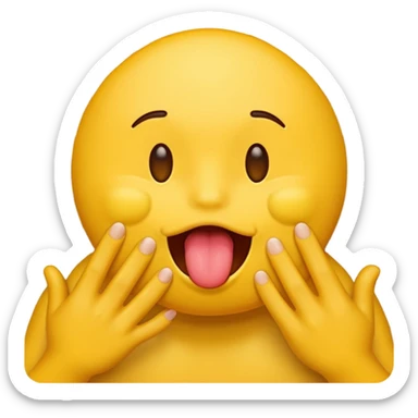 A licking emoji with hands. Imagine there’s a wall at the side and the emoji is licking it while holding it with it’s hands sticker
