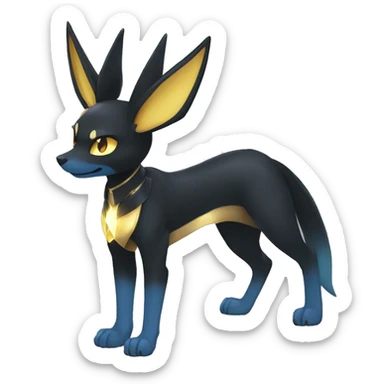 Shiny Sparkle Chibi Anubis-Umbreon-Lucario-Fakémon full body sticker