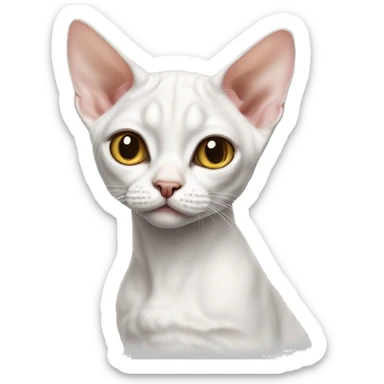Devon rex white cat sticker