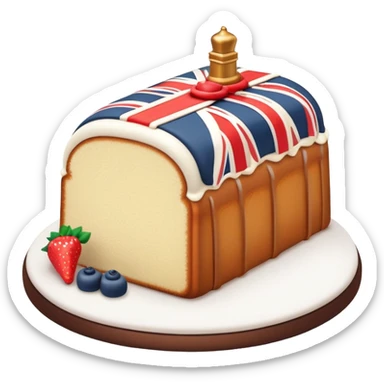 A delicious pound cake with London-inspired decorations sticker