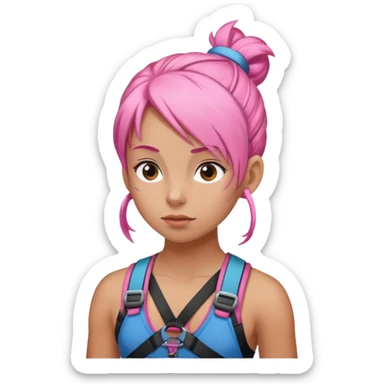 climber girl with pink bun hair sticker