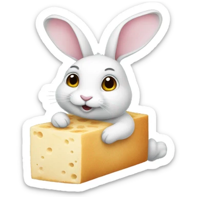 Rabbit holding a tofu sticker