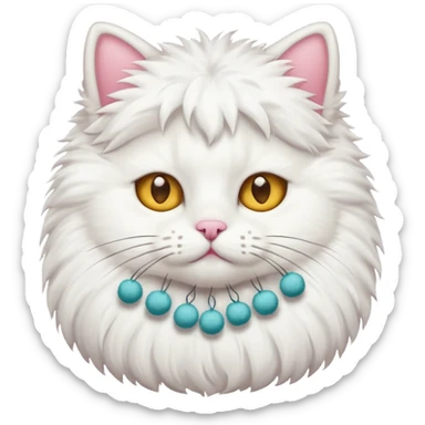 cheerleading white cat with pom pom sticker