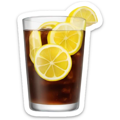 glass of cola with lemon sticker