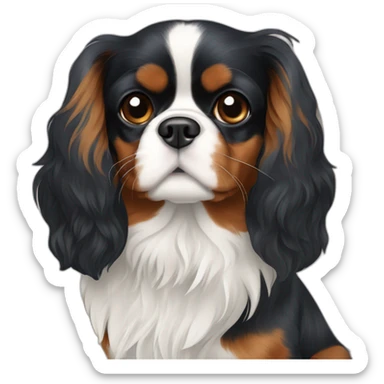 king charles cavalier tricolor (noir,blan , roux) sticker