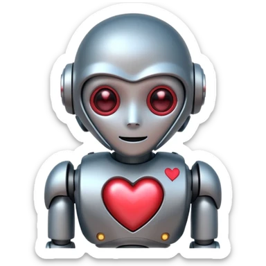 shy robot in love sticker