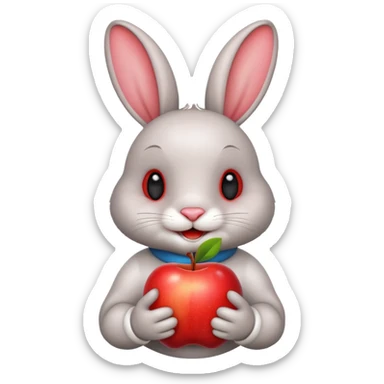 Happy rabbit same apple emoji  sticker