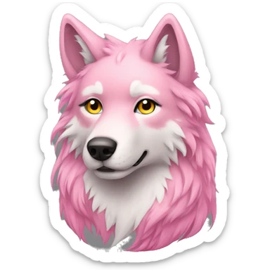 furry pink wolf long hair  sticker