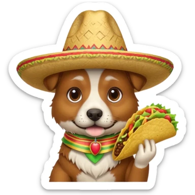 A Italian dog with sombrero and taco sticker