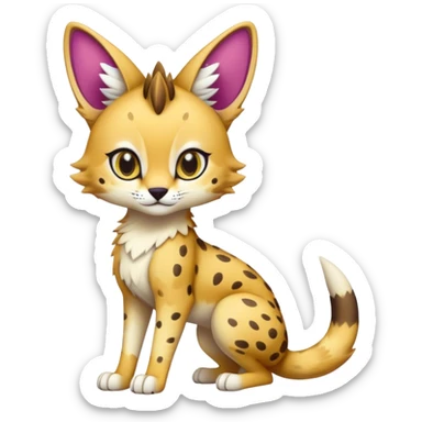Cute Kawaii Epic Colorful Sergal-Serval-Vernid full body sticker