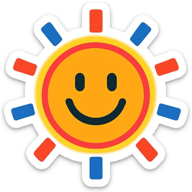 smile, simple happy face, glowing aura, vivid colors sticker