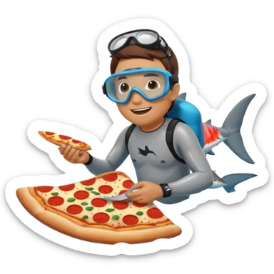Me eating pizza with a shark in the ocean  sticker