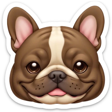 Cinematic Meme-Worthy Chubby Sleeping Brindle French Bulldog Portrait Emoji, Head resting peacefully with a contented smile, showcasing a delightfully chubby build and a luxuriously soft brindle coat with subtle fawn highlights, eyes shut in a serene nap, Simplified yet hilariously adorable features, highly detailed, glowing with a soft, drowsy light, high shine, relaxed and utterly lovable, stylized with an air of playful laziness, bright and heartwarming, soft glowing outline, capturing the essence of a comically sleepy companion, so meme-worthy it feels like it could instantly become the next viral sensation of adorable slumber! sticker