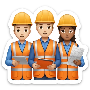 group of railway engineers behind a table sticker