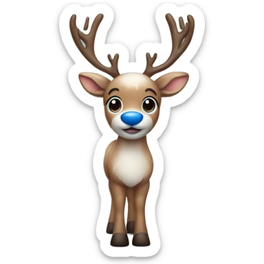 Cute reindeer with a blue nose  sticker