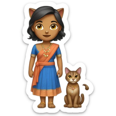 An Indian cat female wearing Indiana dress sticker