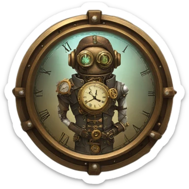 steampunk time guardian with clock case sticker