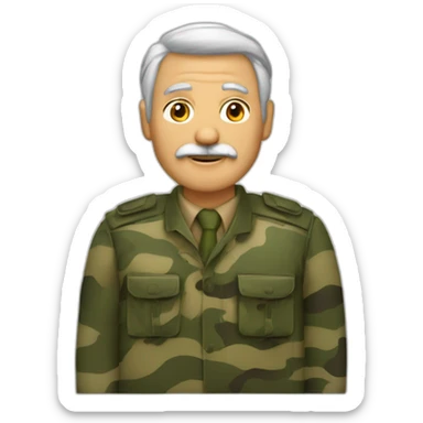 Hombre viejo pelo largo y con traje de camuflaje de hojas del ark sticker