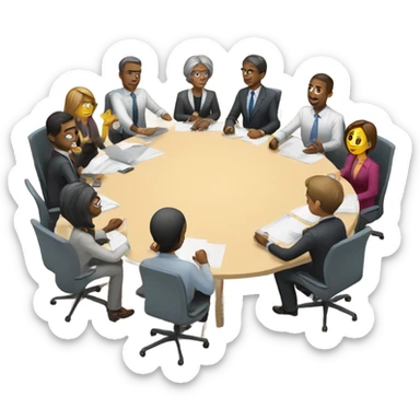 men and women work meeting at a table sticker
