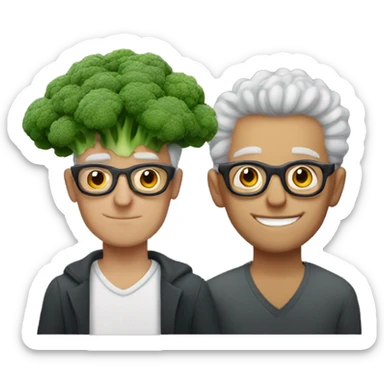 man in his 20s with broccoli hair and glasses in love with an aged man sticker