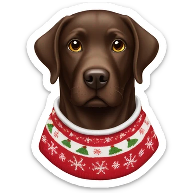 Chocolate Labrador wearing Christmas sweater  sticker