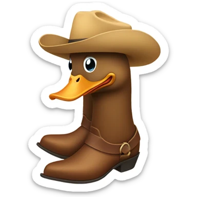 Duck with a cowboy hat and boots sticker