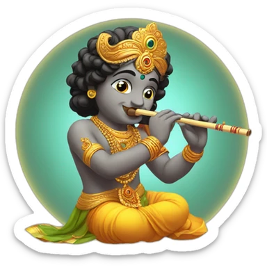 lord krishna playing flute sticker