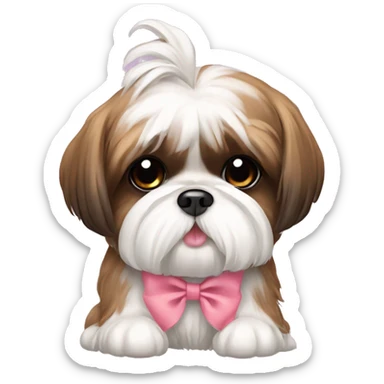 cute shih tzu with pookie bow sticker