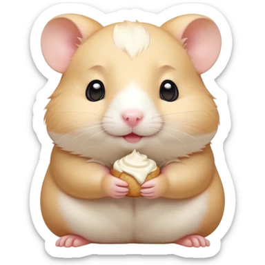 Meme-Worthy Cute Sleeping Cream Hamster Portrait Emoji, Head resting peacefully with a contented smile, showcasing a delightfully compact build and a luxuriously soft cream coat, eyes shut in a serene nap, Simplified yet hilariously adorable features, highly detailed, glowing with a soft, drowsy light, high shine, relaxed and utterly lovable, stylized with an air of playful laziness, bright and heartwarming, soft glowing outline, capturing the essence of a comically sleepy hamster, so meme-worthy it feels like it could instantly become the next viral sensation of adorable slumber! sticker