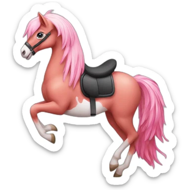 flamant-rose sur poney sticker