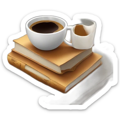A cup of coffee on beautiful books sticker