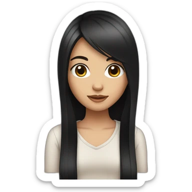 cute girl with black long straight hair sticker