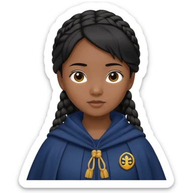 braid black hair, asian girl, navy cloak sticker