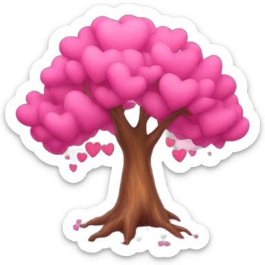 pink love tree rainbow sticker