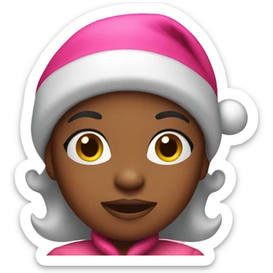 Black Mrs Claus with a pink hat sticker