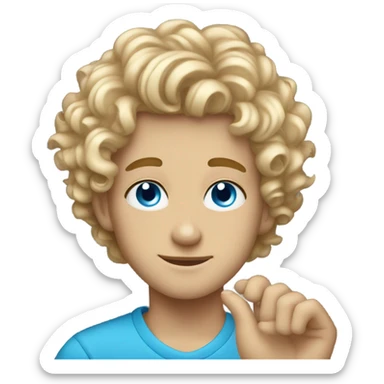 blonde boy with curly hair and blue eyes and diamond stud ear piercings  sticker