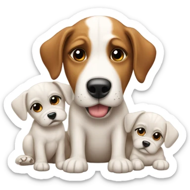 Broke dog with puppies sticker