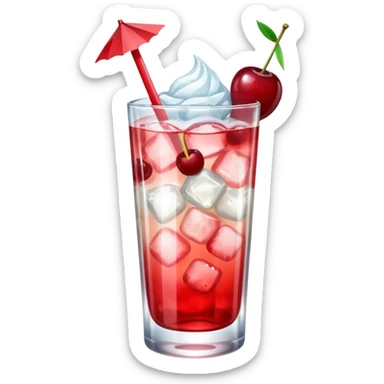 Japanese cream soda on a glass with ice cherry on top sticker