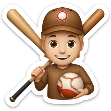 Log with a smiling face holding a baseball bat. sticker