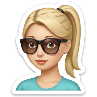 Woman with ponytail, sunglasses sticker